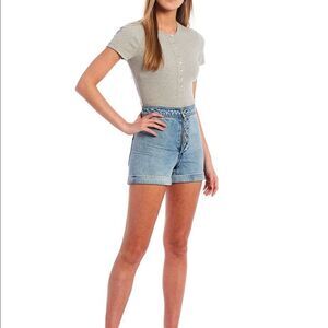Every Henley Crew Neck Short Sleeve Bodysuit